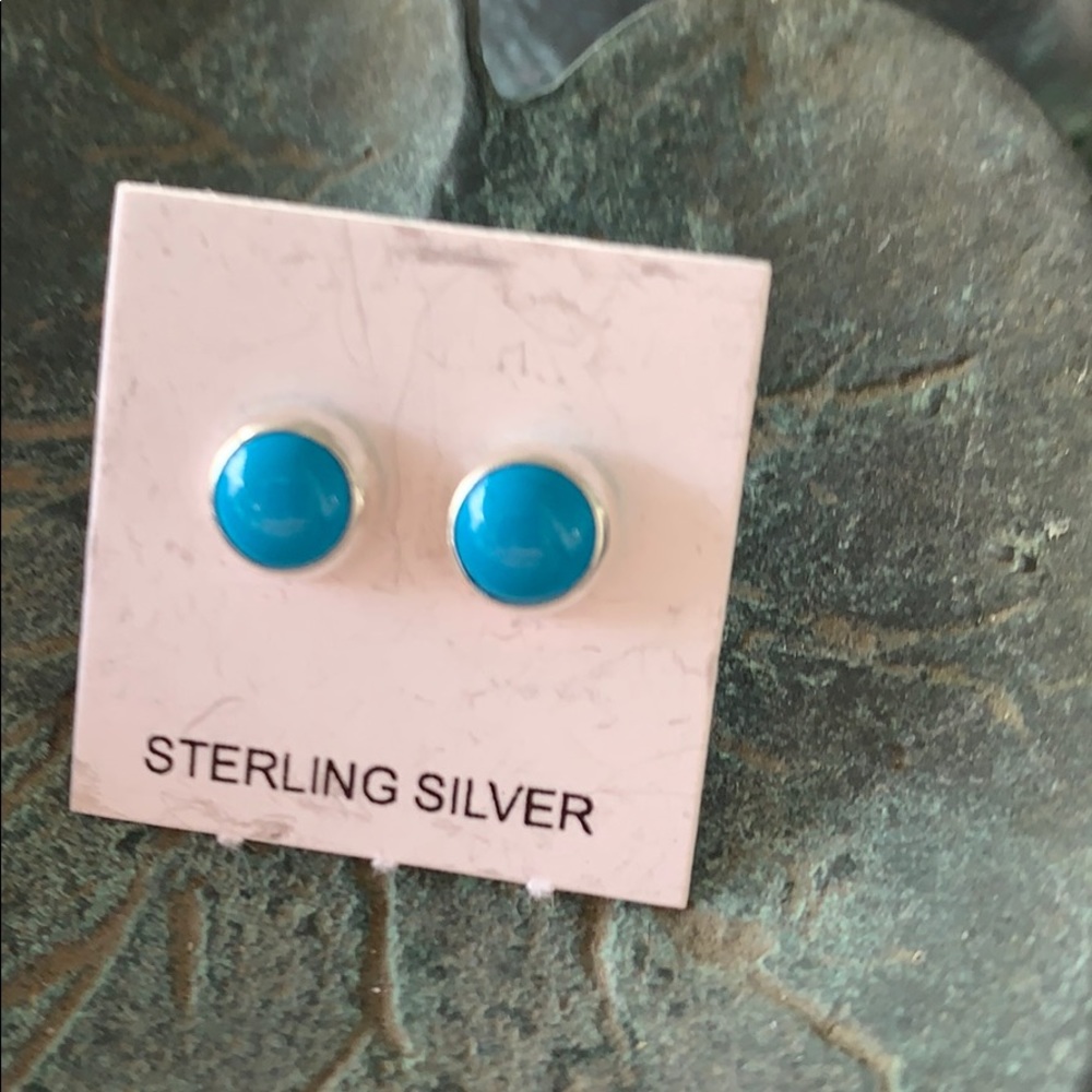 Turquoise sterling Silver Stud. 2b